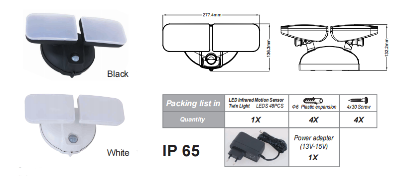 PD-2P-A LED duální světelný zdroj: Váš chytrý noční strážce